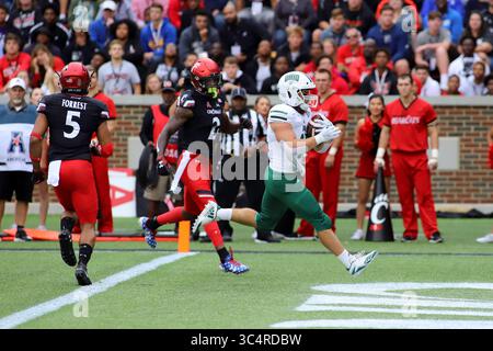 22. September 2018: Ohio Bobcats RB AJ Ouellette läuft für einen Touchdown während der ersten Hälfte eines NCAA-Fußballspiels zwischen den Cincinnati Bearcats und den Ohio University Bobcats im Nippert Stadium in Cincinnati, Ohio. Kevin Schultz/CSM(Credit Image: &Copy; Kevin Schultz/CSM via ZUMA Wire) Stockfoto
