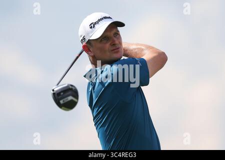 22. September 2018 – Atlanta, Georgia, USA – Justin Rose schlägt während der dritten Runde der TOUR Championship 2018 das 6. Loch ab. (Bild: © Debby Wong/ZUMA Wire) Stockfoto
