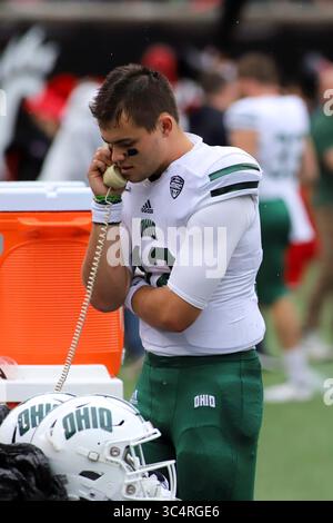 22. September 2018: Ohio Bobcats QB Nathan Rourke während eines NCAA-Fußballspiels zwischen den Cincinnati Bearcats und den Ohio University Bobcats im Nippert Stadium in Cincinnati, Ohio. Kevin Schultz/CSM(Credit Image: &Copy; Kevin Schultz/CSM via ZUMA Wire) Stockfoto