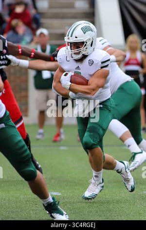 22. September 2018: Ohio Bobcats RB AJ Ouellette spielt den Ball während eines NCAA-Fußballspiels zwischen den Cincinnati Bearcats und den Ohio University Bobcats im Nippert Stadium in Cincinnati, Ohio. Kevin Schultz/CSM(Credit Image: &Copy; Kevin Schultz/CSM via ZUMA Wire) Stockfoto