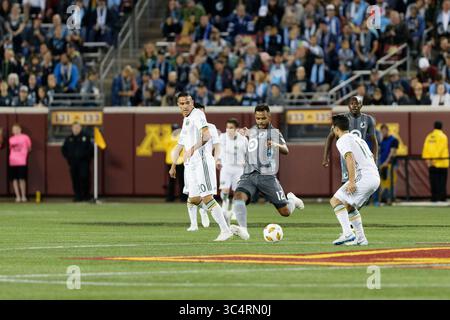 September 2018 - Minneapolis, MN, USA - Minneapolis, MN - Samstag, 22. September 2018: Minnesota United FC spielte Portland Timbers in einem Spiel der Major League Soccer (MLS) im Stadion der TCF Bank. Endpunktzahl Minnesota United 3, Portland Timbers 2 (Bild: © Jeremy Olson/ISIPhotos via ZUMA Wire) Stockfoto
