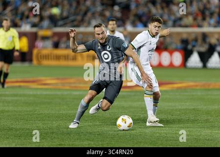 September 2018 - Minneapolis, MN, USA - Minneapolis, MN - Samstag, 22. September 2018: Minnesota United FC spielte Portland Timbers in einem Spiel der Major League Soccer (MLS) im Stadion der TCF Bank. Endpunktzahl Minnesota United 3, Portland Timbers 2 (Bild: © Jeremy Olson/ISIPhotos via ZUMA Wire) Stockfoto
