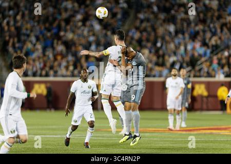 September 2018 - Minneapolis, MN, USA - Minneapolis, MN - Samstag, 22. September 2018: Minnesota United FC spielte Portland Timbers in einem Spiel der Major League Soccer (MLS) im Stadion der TCF Bank. Endpunktzahl Minnesota United 3, Portland Timbers 2 (Bild: © Jeremy Olson/ISIPhotos via ZUMA Wire) Stockfoto