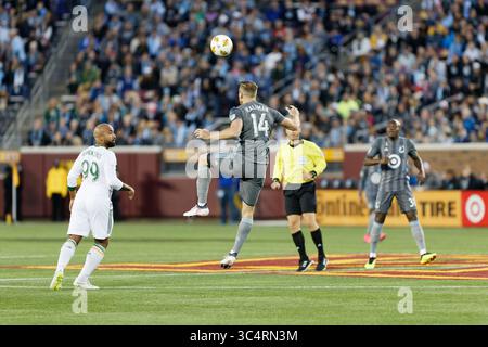 September 2018 - Minneapolis, MN, USA - Minneapolis, MN - Samstag, 22. September 2018: Minnesota United FC spielte Portland Timbers in einem Spiel der Major League Soccer (MLS) im Stadion der TCF Bank. Endpunktzahl Minnesota United 3, Portland Timbers 2 (Bild: © Jeremy Olson/ISIPhotos via ZUMA Wire) Stockfoto