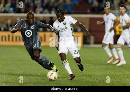 September 2018 - Minneapolis, MN, USA - Minneapolis, MN - Samstag, 22. September 2018: Minnesota United FC spielte Portland Timbers in einem Spiel der Major League Soccer (MLS) im Stadion der TCF Bank. Endpunktzahl Minnesota United 3, Portland Timbers 2 (Bild: © Jeremy Olson/ISIPhotos via ZUMA Wire) Stockfoto