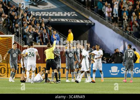 September 2018 - Minneapolis, MN, USA - Minneapolis, MN - Samstag, 22. September 2018: Minnesota United FC spielte Portland Timbers in einem Spiel der Major League Soccer (MLS) im Stadion der TCF Bank. Endpunktzahl Minnesota United 3, Portland Timbers 2 (Bild: © Jeremy Olson/ISIPhotos via ZUMA Wire) Stockfoto