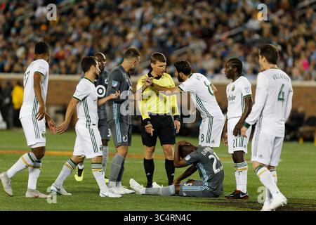 September 2018 - Minneapolis, MN, USA - Minneapolis, MN - Samstag, 22. September 2018: Minnesota United FC spielte Portland Timbers in einem Spiel der Major League Soccer (MLS) im Stadion der TCF Bank. Endpunktzahl Minnesota United 3, Portland Timbers 2 (Bild: © Jeremy Olson/ISIPhotos via ZUMA Wire) Stockfoto