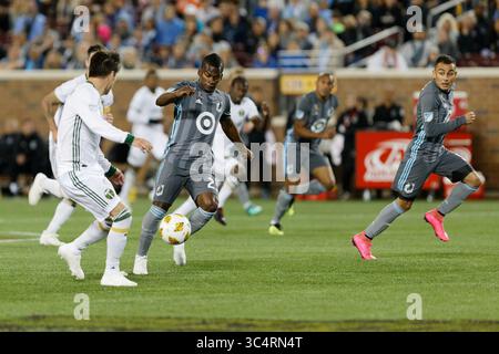 September 2018 - Minneapolis, MN, USA - Minneapolis, MN - Samstag, 22. September 2018: Minnesota United FC spielte Portland Timbers in einem Spiel der Major League Soccer (MLS) im Stadion der TCF Bank. Endpunktzahl Minnesota United 3, Portland Timbers 2 (Bild: © Jeremy Olson/ISIPhotos via ZUMA Wire) Stockfoto