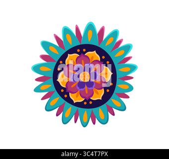 Tag der Toten Schriftart Ringelblume Blumenschmuck Buchstabe O. Lateinamerika Dia de Los Muertos Festival Typ Vektor Buchstabe, Tod Feier Schriftart Element. Schriftzeichen des mexikanischen Ritual-Karnevals Stock Vektor