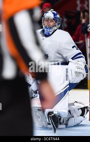 26. September 2018: Der Torwart Frederik Andersen (31) der Toronto Maple Leafs bei Montreal Canadiens im Centre Bell in Montreal, Quebec. David Kirouac/CSM(Credit Image: &Copy; David Kirouac/CSM via ZUMA Wire) Stockfoto