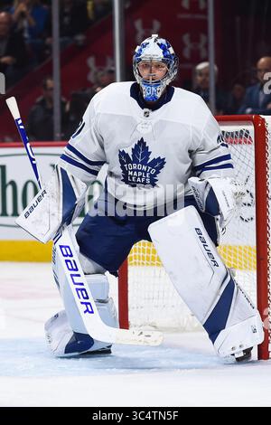 26. September 2018: Der Torwart Frederik Andersen (31) der Toronto Maple Leafs bei Montreal Canadiens im Centre Bell in Montreal, Quebec. David Kirouac/CSM(Credit Image: &Copy; David Kirouac/CSM via ZUMA Wire) Stockfoto