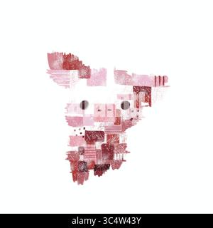 Niedliches Baby-Schwein digitale Kunst-Illustration. Digitale Illustration, abstrakter Kunststil mit Tiermotiven Stockfoto
