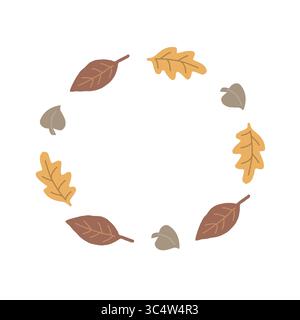 Herbstlaub Kranz rund Rahmen. Design-Element des Herbstes. Vektor-isolierte Abbildung Stock Vektor