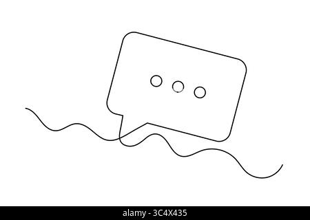 Minimalistische, durchgehende, einzeilige Zeichnung des Symbols für die Sprechblase, isoliert auf einem sauberen weißen Hintergrund Stock Vektor