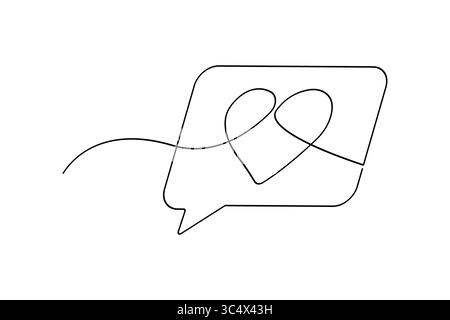 Minimalistische, durchgehende, einzeilige Zeichnung des Symbols für die Sprechblase, isoliert auf einem sauberen weißen Hintergrund Stock Vektor