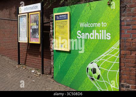 Sandhills Bahnhof Liverpool UK. Nächste Station Evertons neues Gelände Dickinson Hall Stadium Stockfoto