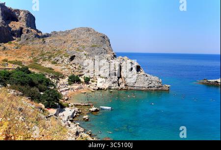 St. Pauls Bay auf der griechischen Insel Rhodos. Stockfoto