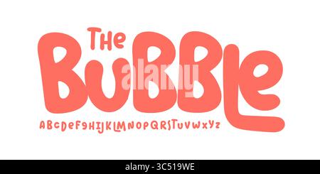 Bubble Ton-Alphabet, weiche abgerundete Schrift, Plastilin-Formbuchstaben, süße Zeichentrickschrift für Baby-Logo, Kinderüberschrift, verspieltes typografisches Design Stock Vektor