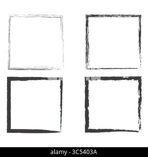 Sammlung von Distressed Frames. Grunge-Rahmenformen. Elemente der Tintenkontur. Vektorillustrationssatz. Stock Vektor