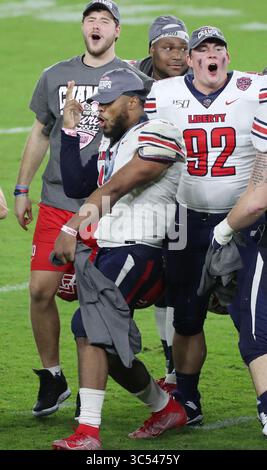 21. Dezember 2019, Orlando, FL, USA: Cure Bowl MVP Jessie Lemonier, Mitte, feiert mit Teamkollegen nach einem 23-16er Sieg gegen Georgia Southern im Cure Bowl im Exploria Stadium in Orlando, Florida, am Samstag, den 21. Dezember 2019. (Kreditbild: © TNS via ZUMA Wire) Stockfoto