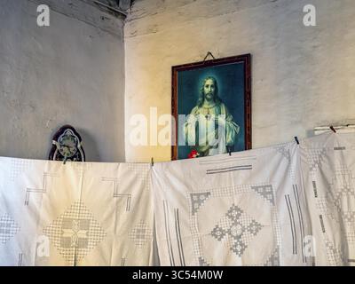 14. Dezember 2019, Trinidad, Sancti Spiritus, Kuba: Jesus Gemälde an der Wand in einem Privathaus/Geschäft in Trinidad Kuba (Kreditbild: © Milo Hess/ZUMA Wire) Stockfoto