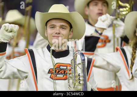 27. Dezember 2019, Houston, Texas, USA: Auftritt der Cowboy Marching Band der Oklahoma State University im Texas Bowl zwischen den Texas A&M Aggies und den Oklahoma State Cowboys im NRG Stadium, Houston, Texas (Kreditbild: © Lynn Pennington/ZUMA Wire) Stockfoto