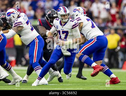 Januar 2020, Houston, Texas, USA: 4. Januar 2020: Buffalo Bills Quarterback Josh Allen (17) im ersten Viertel des Wildcard-Spiels gegen die Houston Texans im NRG Stadium in Houston, Texas. Maria Lysaker / ZUMA Press. (Bild: © Maria Lysaker/ZUMA Wire) Stockfoto
