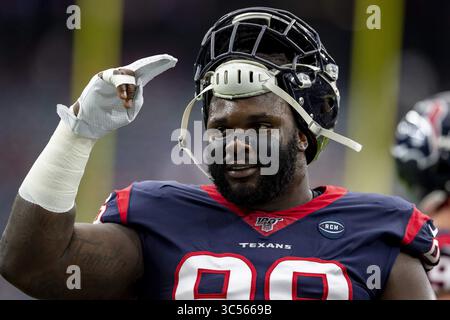 Januar 2020, Houston, Texas, USA: 4. Januar 2020: Houston Texans Defensive End D.J. Reader (98) vor dem Start des Wildcard-Spiels gegen die Buffalo Bills im NRG Stadium in Houston, Texas. Maria Lysaker / ZUMA Press. (Bild: © Maria Lysaker/ZUMA Wire) Stockfoto