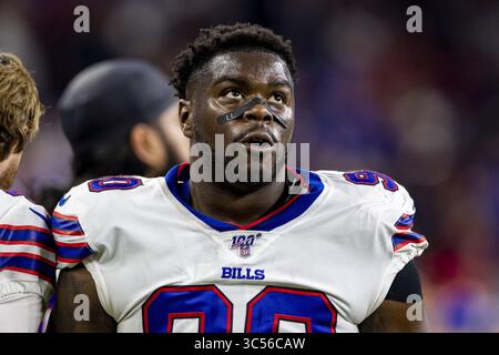 Januar 2020, Houston, Texas, USA: 4. Januar 2020: Buffalo Bills Defensive beendet Shaq Lawson (90) am Rande des Wildcard-Spiels gegen die Houston Texans im NRG Stadium in Houston, Texas. Maria Lysaker / ZUMA Press. (Bild: © Maria Lysaker/ZUMA Wire) Stockfoto