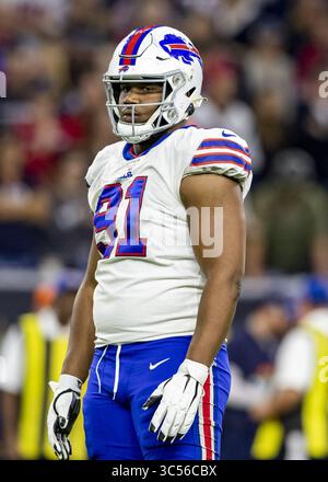 Januar 2020, Houston, Texas, USA: 4. Januar 2020: Buffalo Bills Defensive Tackle Ed Oliver (91) Wildcard-Spiel gegen die Houston Texans im NRG Stadium in Houston, Texas. Maria Lysaker / ZUMA Press. (Bild: © Maria Lysaker/ZUMA Wire) Stockfoto