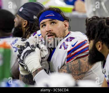 Januar 2020, Houston, Texas, USA: 4. Januar 2020: Buffalo Bills Offensive Guard Jon Feliciano (76) am Rande des Wildcard-Spiels gegen die Houston Texans im NRG Stadium in Houston, Texas. Maria Lysaker / ZUMA Press. (Bild: © Maria Lysaker/ZUMA Wire) Stockfoto