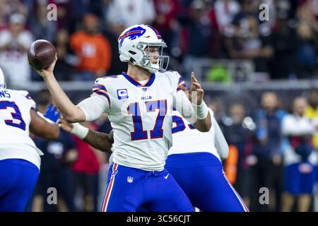 Januar 2020, Houston, Texas, USA: 4. Januar 2020: Buffalo Bills Quarterback Josh Allen (17) während des Wildcard-Spiels gegen die Houston Texans im NRG Stadium in Houston, Texas. Maria Lysaker / ZUMA Press. (Bild: © Maria Lysaker/ZUMA Wire) Stockfoto
