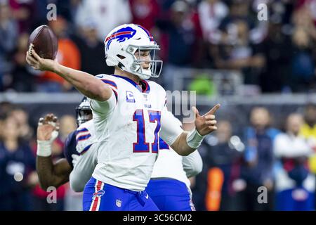 Januar 2020, Houston, Texas, USA: 4. Januar 2020: Buffalo Bills Quarterback Josh Allen (17) während des Wildcard-Spiels gegen die Houston Texans im NRG Stadium in Houston, Texas. Maria Lysaker / ZUMA Press. (Bild: © Maria Lysaker/ZUMA Wire) Stockfoto