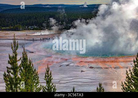Grand Prismatic Spring, die größte heiße Quelle im Yellowstone-Nationalpark Stockfoto