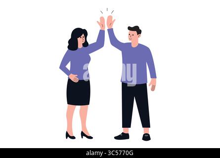 Business-Kollegen High-Fiving Team Success Vektor Illustration. Stock Vektor