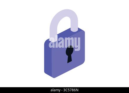Locked Padlock Cyber-Sicherheit, Daten- und Datenschutzvektorillustration. Stock Vektor