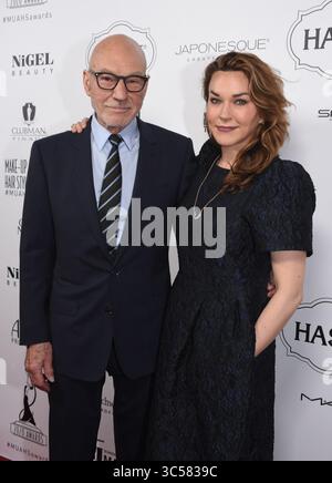 11. Januar 2020, Los Angeles, CA, USA: Sir Patrick Stewart und Ehefrau Sunny Ozell beim 7. Jährlichen Make-up Artists & Hair Stylists Guild Award beim Novo at LA Live in Downtown Los Angeles, CA am 11. Januar 2020. Foto: Annie Lesser/imageSPACE (Foto: © Imagespace via ZUMA Wire) Stockfoto