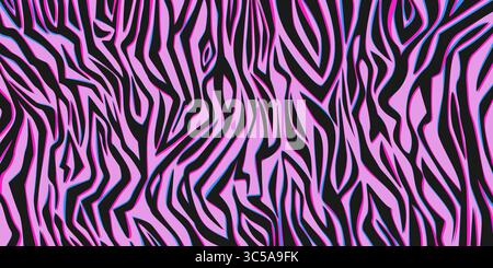 Y2K-Zebramuster mit Pastellverlauf - schwarze Tierhaut-Streifen auf lila Hintergrund. Retro Wild Safari Textur für trendige ästhetische Designs mit nostalgischem Cyber Vibes. Stock Vektor