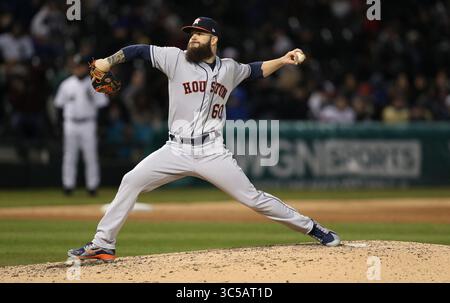 21. April 2018, Chicago, IL, USA: Houston Astros Starterin Dallas Keuchel kämpft am 21. April 2018 gegen die Chicago White Sox at Guaranteed Rate Field in Chicago. (Kreditbild: © TNS via ZUMA Wire) Stockfoto