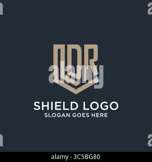 Der ursprüngliche DR-Logo-Schutzschirm formt die Grafik des Logo-Ideenvektors Stock Vektor