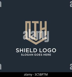 Das erste TH Logo Shield Guard formt Logo Idee Vektor Grafik Vektor Grafik Vektorgrafik Stock Vektor