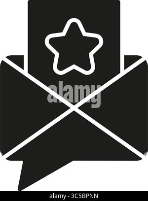 Umschlag Mit Dem Sternsymbol. Sonderankündigung, Priority Mail, Vip Messaging Silhouette Symbol. Wichtige Kommunikation, Exklusive Inhalte Stock Vektor