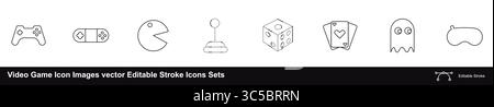 Videospiel-Symbol Bilder Vektor bearbeitbare Kontur-Symbole Sets Stock Vektor