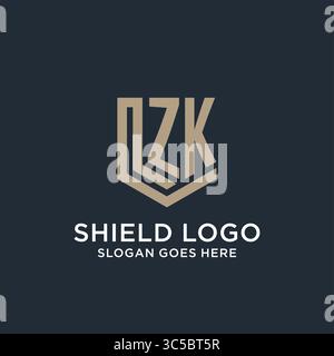 Anfängliches ZK-Logo-Schutzschild formt Logo-Ideenvektor-Grafik Vektor-Grafik Stock Vektor