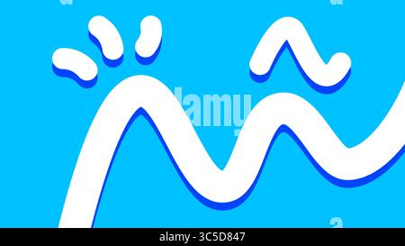 Wellige weiße Linien mit Highlights auf Cyan Stockfoto