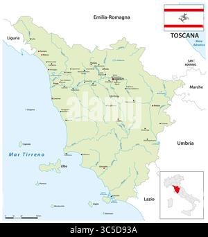Karte der italienischen Region Toskana Stockfoto