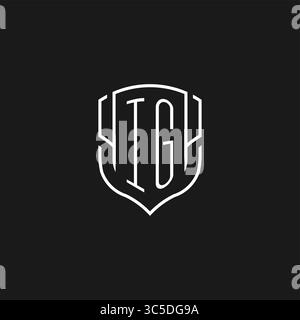Initial IG Logo Monoline Schildform mit Vektorgrafik Stock Vektor