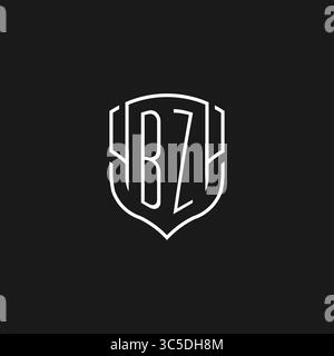 Initial BZ Logo Monoline Schildform mit Vektorgrafik Stock Vektor