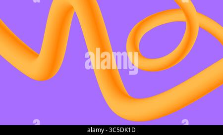 Gebogenes orangefarbenes Farbband auf Hellviolett Stockfoto