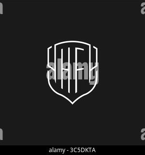 Initial HF Logo Monoline Schildform mit Vektorgrafik Stock Vektor